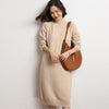 Women Cashmere Turtleneck Midi Knit Dress