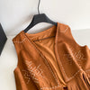 Women’s Bohemian Embroidered Fringe Suede Vest