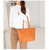 Woven Leather Tote Bag for Women Large Capacity