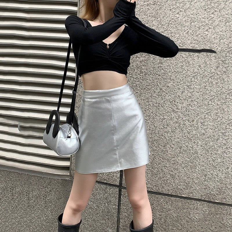 High Waist Faux Leather Skirts