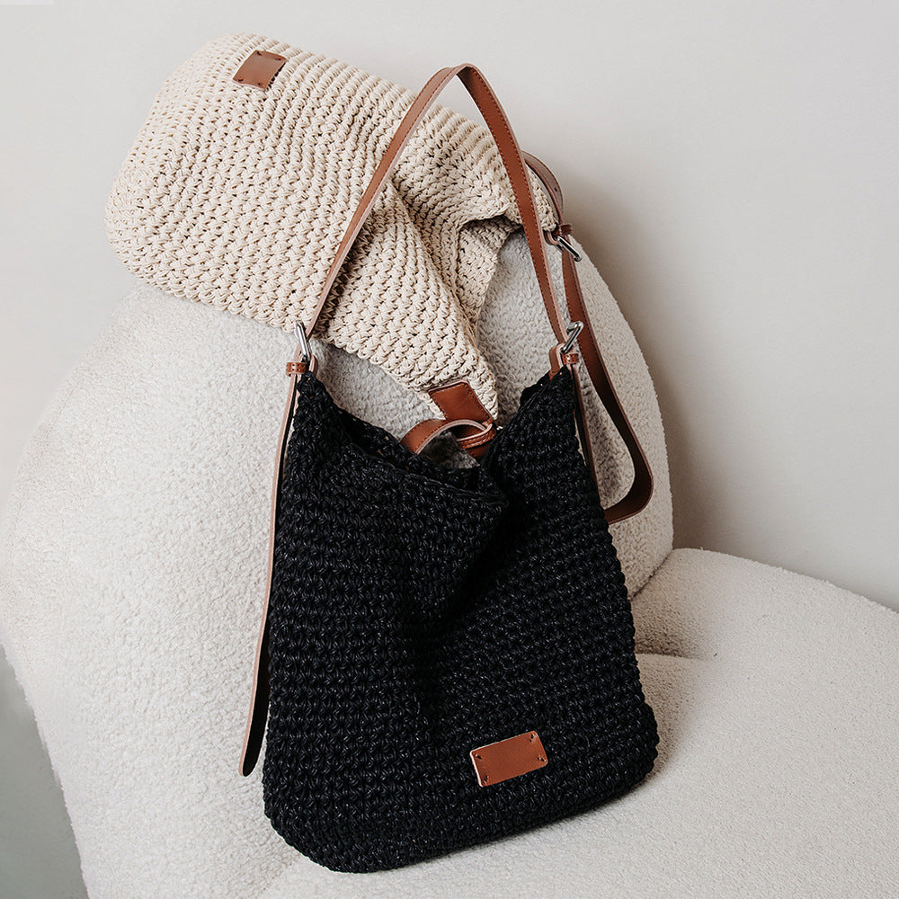 Black Woven Armpit Shoulder Purse Bag