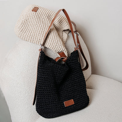 Black Woven Armpit Shoulder Purse Bag