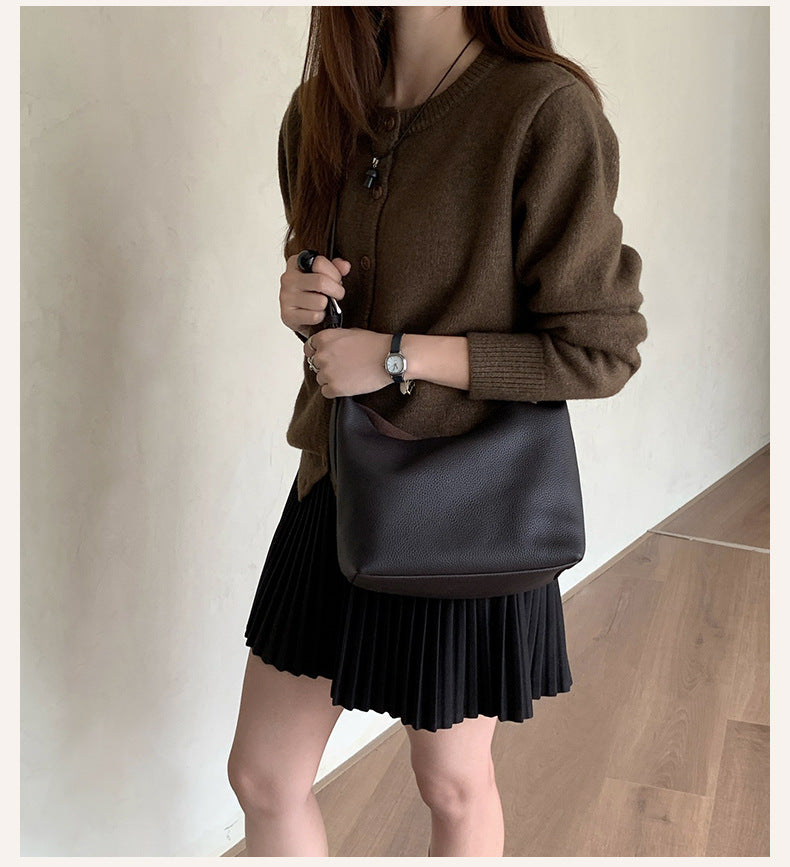 Women’s Top-Grain Leather French Hobo Shoulder Bag