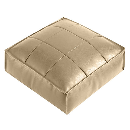 Faux Leather Pouf Ottoman Floor Cushion Cover
