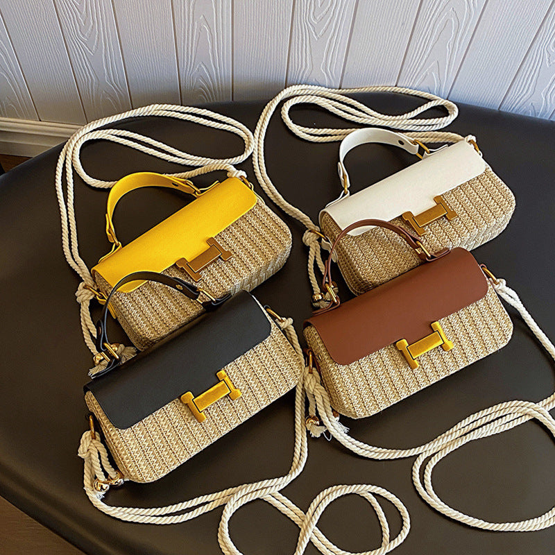 Leather Flap Straw Purses For Summer