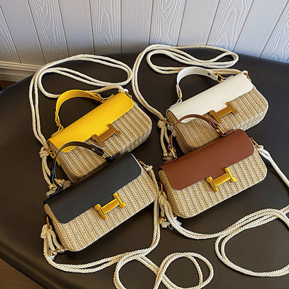 Leather Flap Straw Purses For Summer