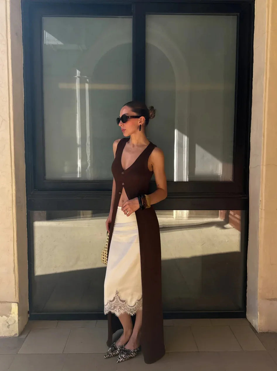 Soft knit long vest cardigan for summer days