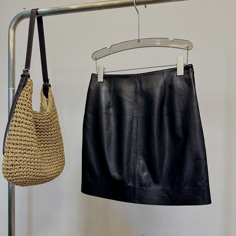 Women’s Genuine Leather Mini Skirt High Waist