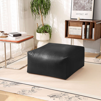 Faux Leather Pouf Ottoman Cover for Relaxed Floor Seating