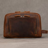 Men’s Genuine Leather Toiletry Bag with Front Zipper Pocket