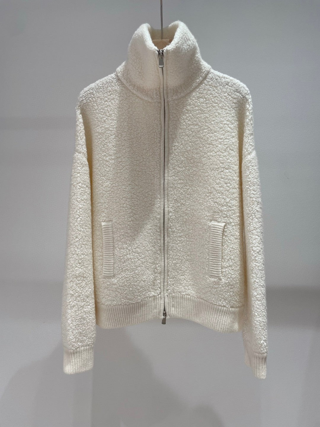 Women Stand Collar Cashmere Zip Sweater Yarn Knit