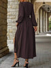 Olive Green V Neck Long Sleeve Belted High Slit Maxi Dress