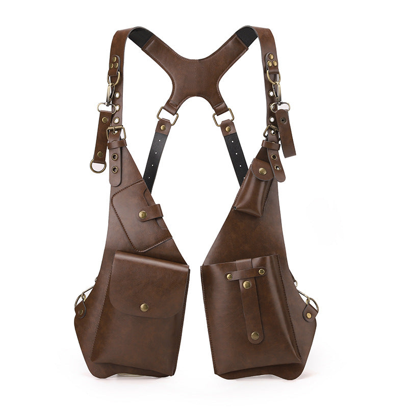 Men's Shoulder Holster Bag with Dual Utility Pouches and Adjustable Harness