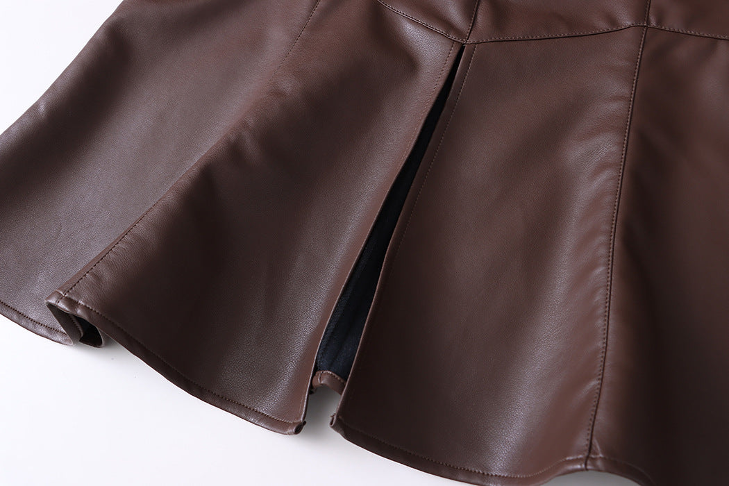 Leather Skirt High Waist Mermaid Hem