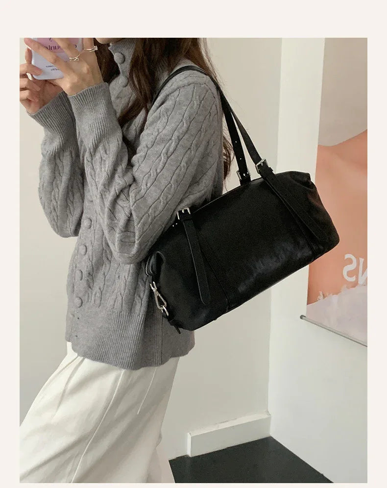 Women Leather Underarm Shoulder Purse With Large Capacity