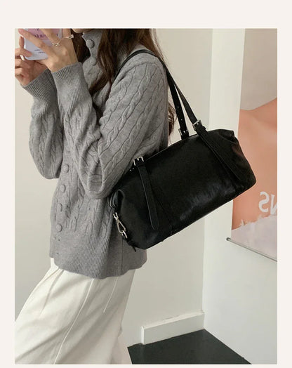 Women Leather Underarm Shoulder Purse With Large Capacity