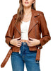 Women PU Cropped Leather Biker Jacket
