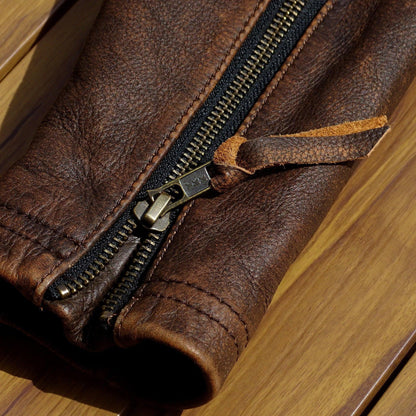 Men’s Distressed Cowhide Slim Fit Motorcycle Jacket