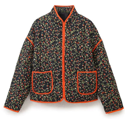 Women’s Floral Quilted Cotton Coat Lightweight Padded Jacket