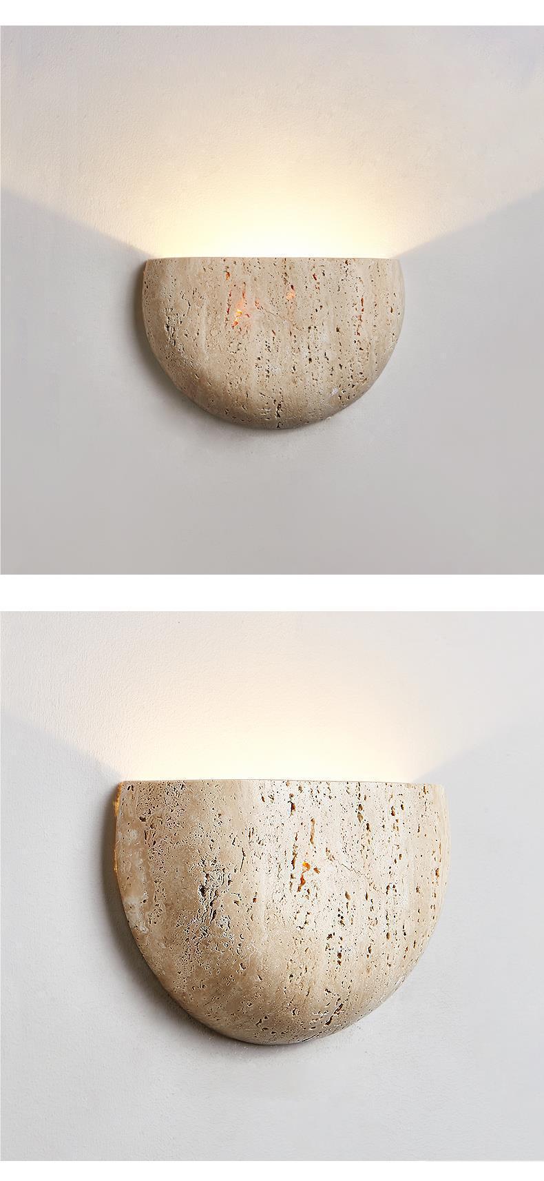 Natural Travertine Wall Lamp Wabi-Sabi Stone Light