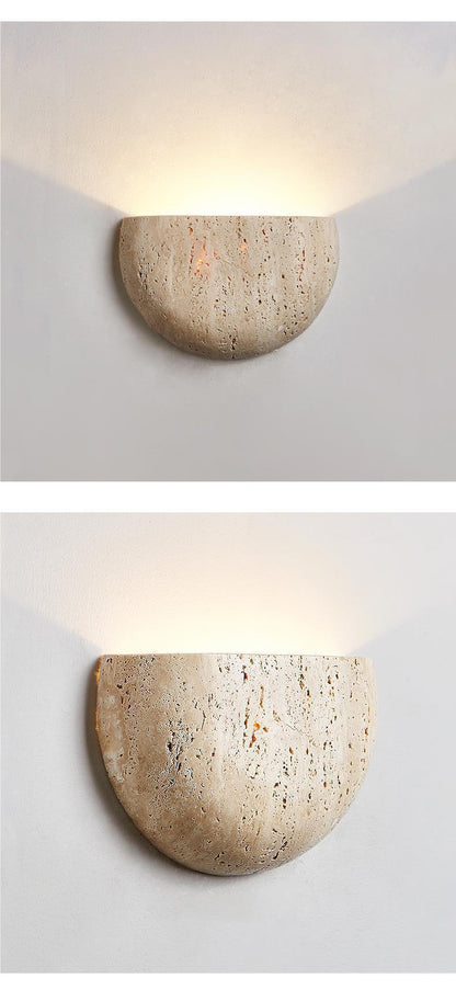 Natural Travertine Wall Lamp Wabi-Sabi Stone Light