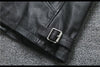 Men’s Genuine Leather Biker Jacket with Racing Stripes