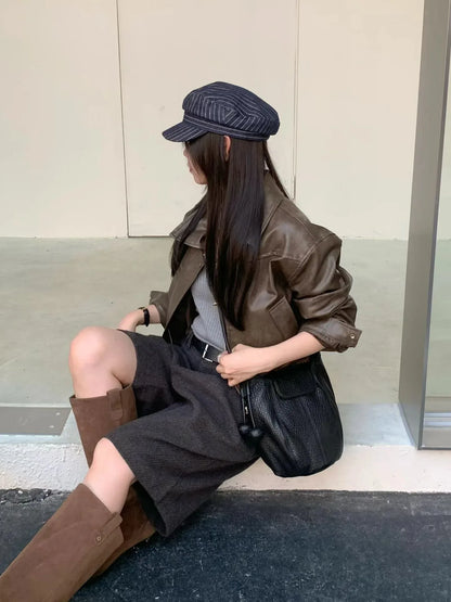 Women’s Genuine Leather Pumpkin Bucket Bag