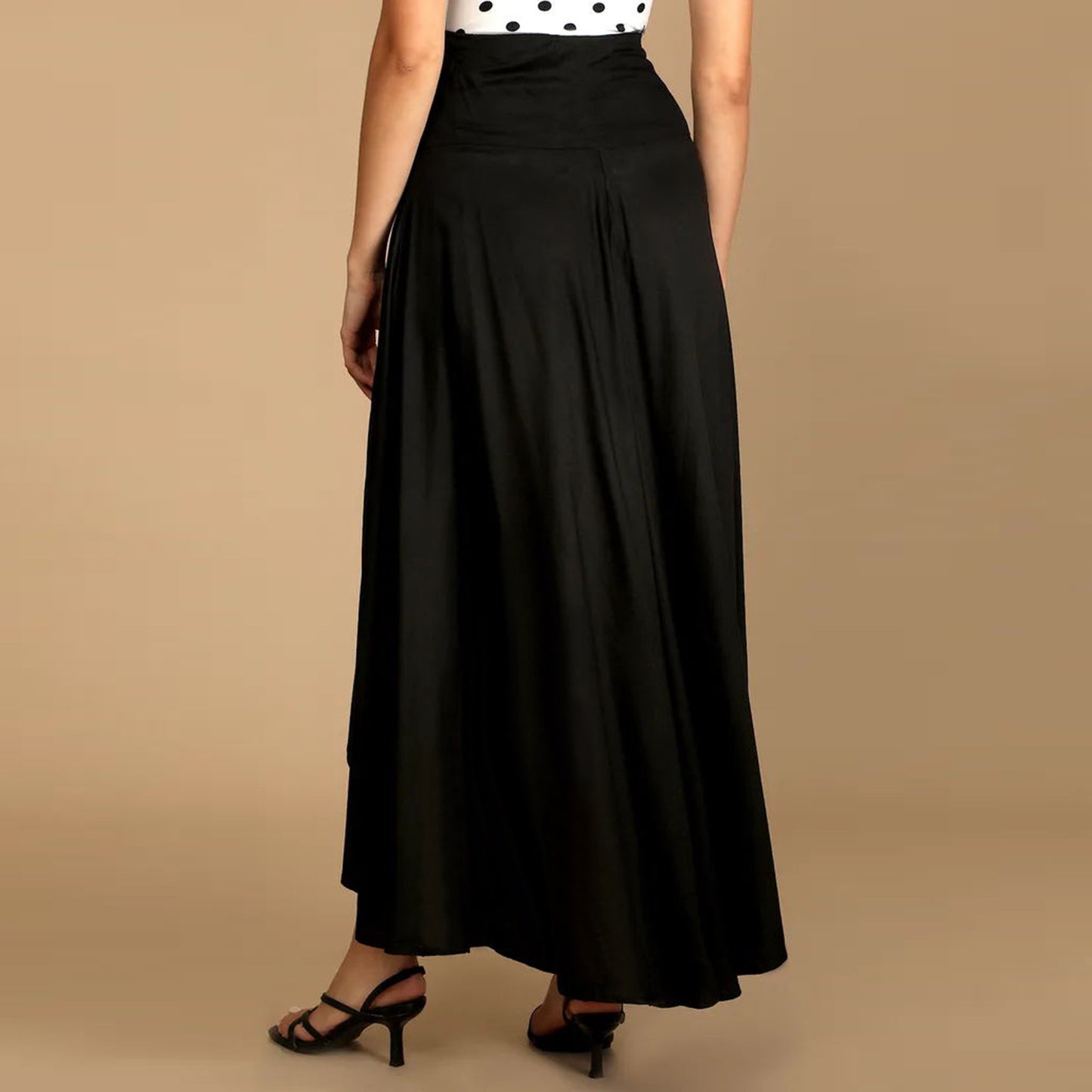 high waisted maxi flared skirt