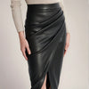 High Waisted PU Leather Wrap Skirt with Slit