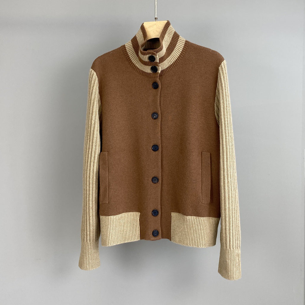 Women’s Cashmere Suede Stitching Cardigan Jacket