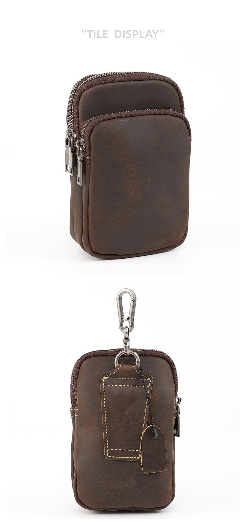 Genuine Leather Waist Bag for Men with Belt Loop
