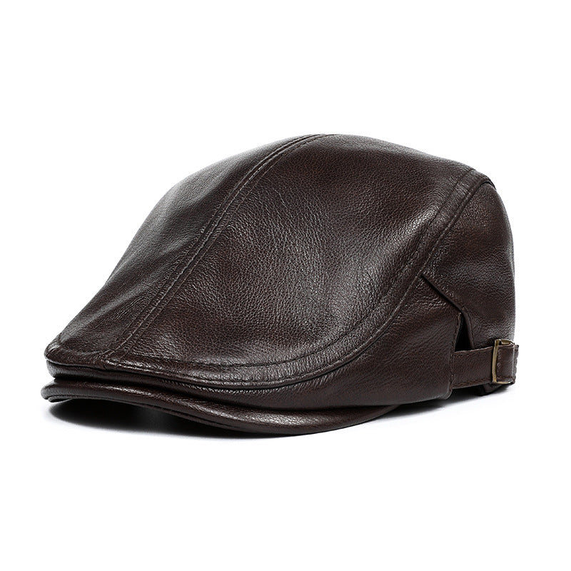 Men’s Genuine Leather Duckbill Cap in Top-Grain Cowhide