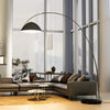 Modern black arching floor lamp with adjustable span