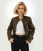 Slim Fit Faux Leather Moto Jacket for Women
