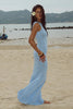 Royal Blue Backless Mermaid Knit Gown Dress