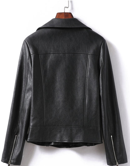 Women’s Leather Bomber Jacket Moto Style Zip Belted