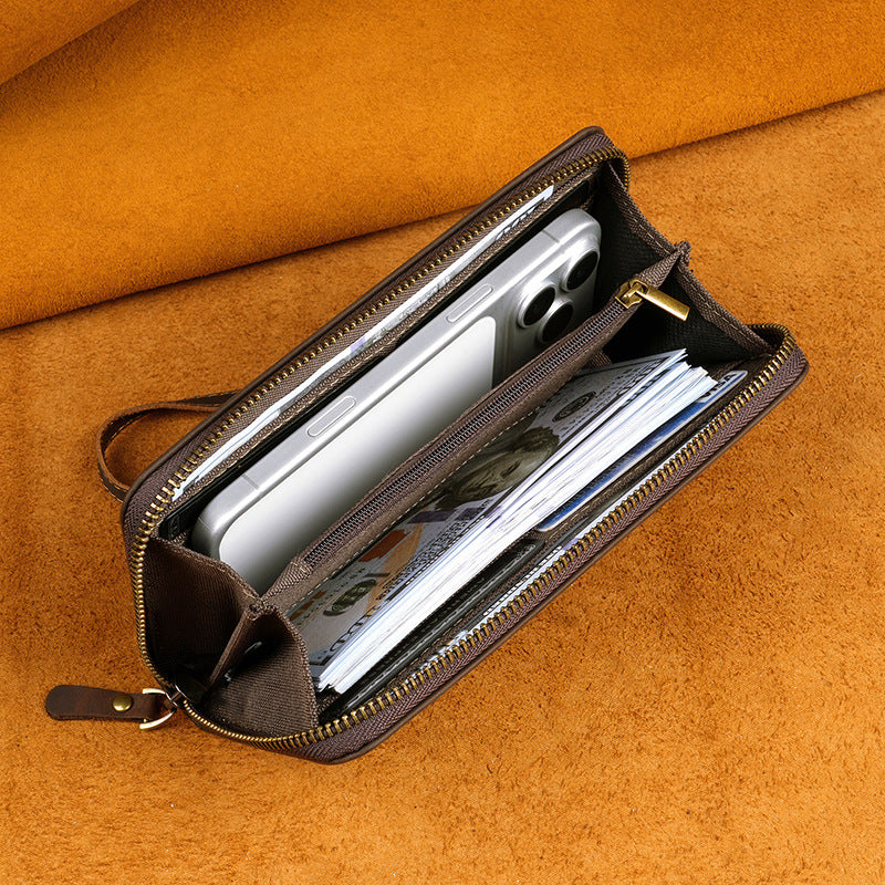Men’s Genuine Leather Dragon Wallet with Long Card Storage