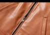 Men's Cowhide Leather Jacket Brown Slim Fit
