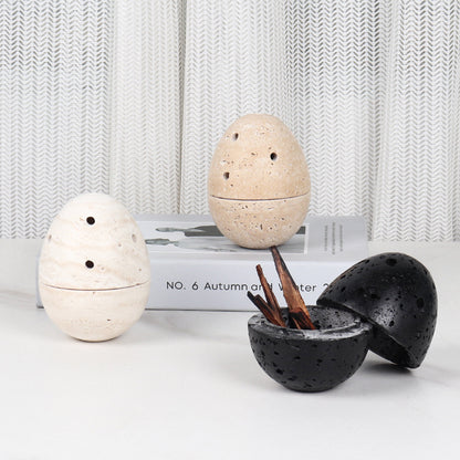 Natural Marble Incense Burner Egg Shape