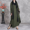Plus size linen maxi dress loose long sleeve with pockets