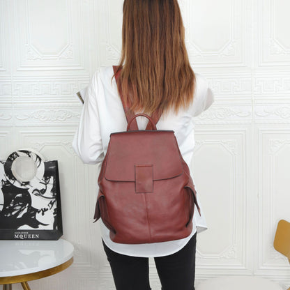 Women Leather Backpack – Large Capacity Cowhide Bag