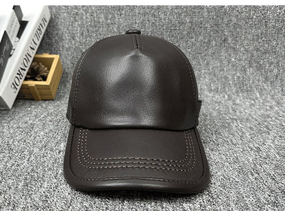 Men’s Genuine Leather Baseball Cap with Adjustable Buckle