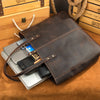 Brown Leather Tote Bag with Zipper for Men and Women