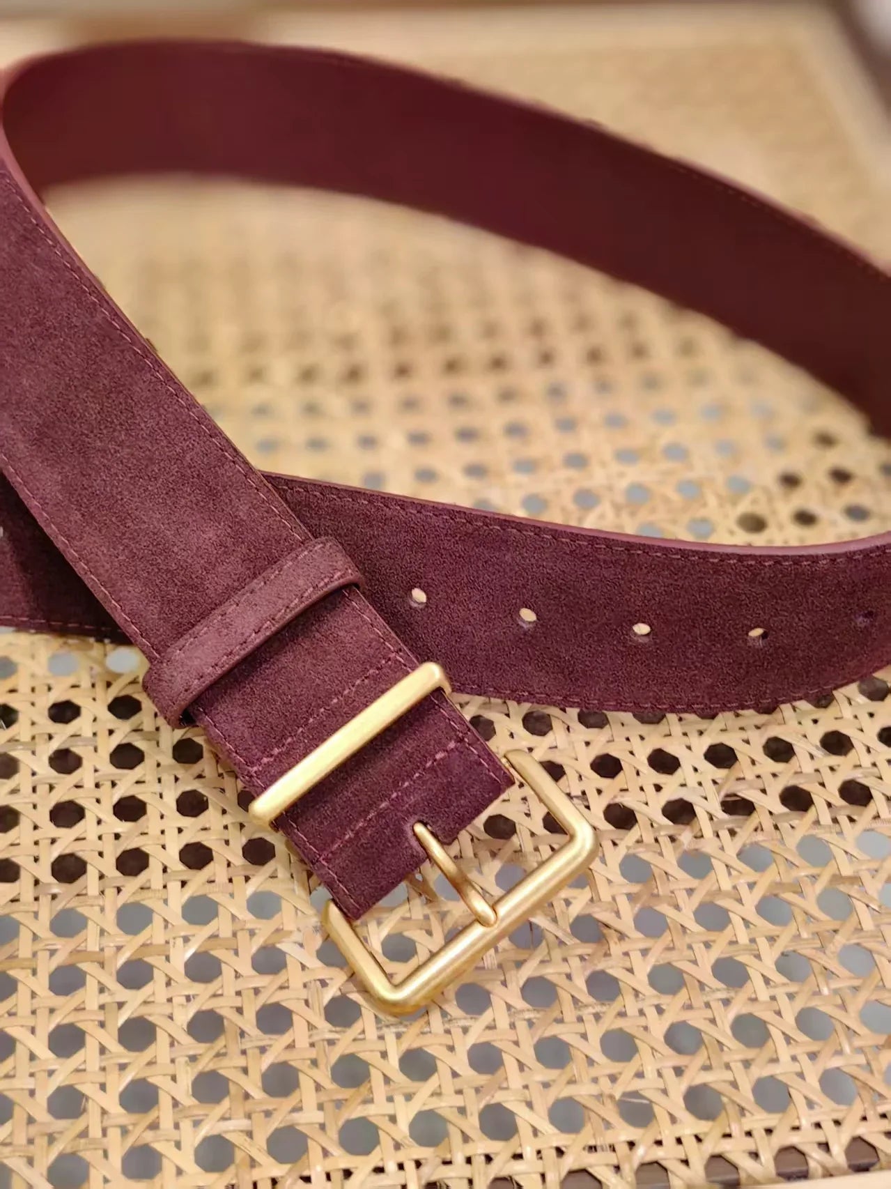 Women suede leather wide belt for coats