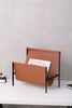 Modern leather metal magazine rack stand
