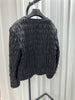 Women Leather Pleated Jacket Quilted V-Neck Short Coat