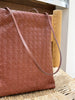 women leather woven tote bag for commuting