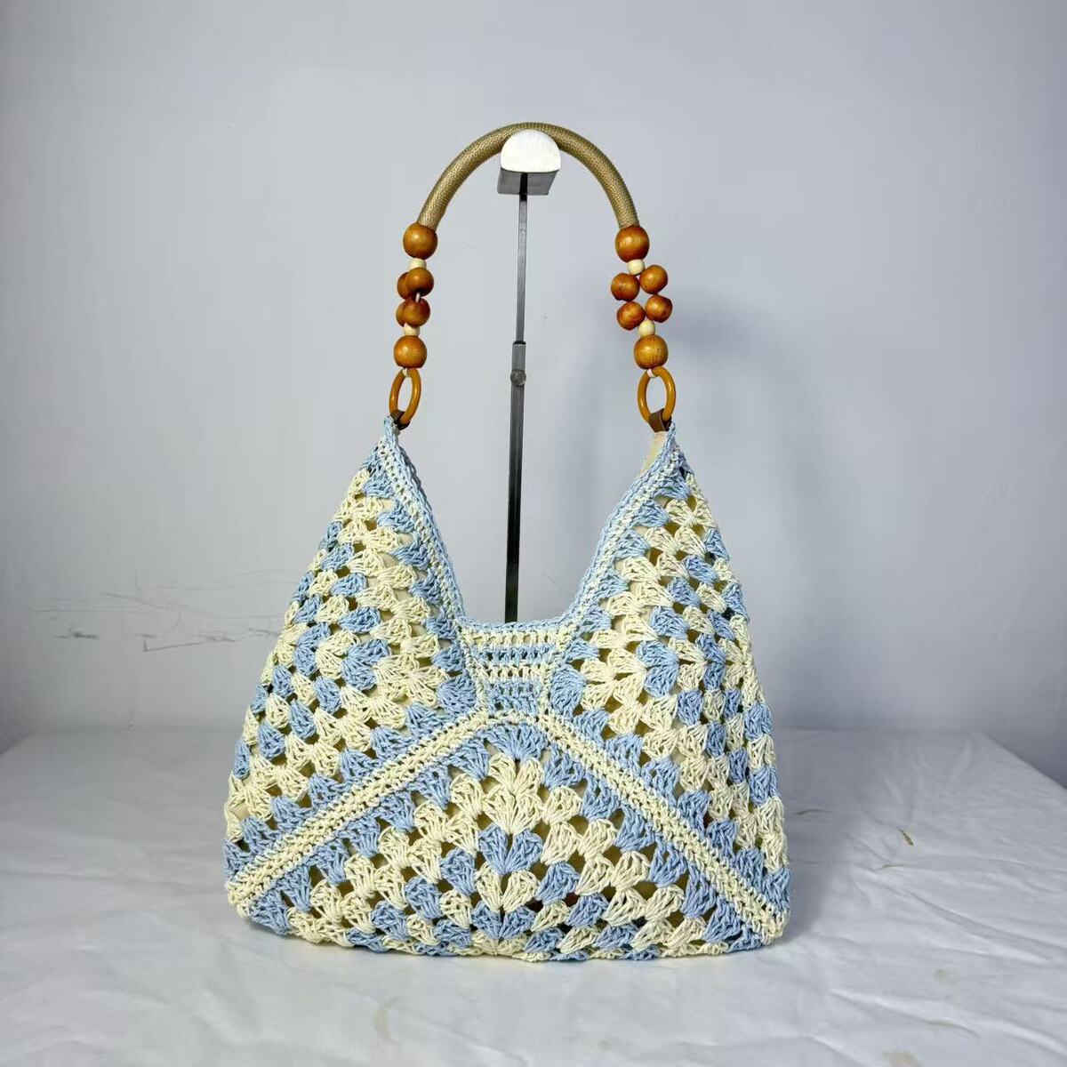 Woven straw tote bag for beach holidays