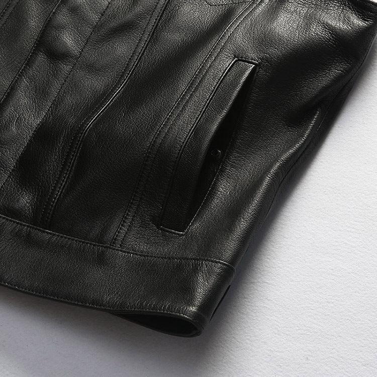 Men’s Genuine Black Leather Motorcycle Vest