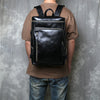 Retro leather backpack for men 15 inch laptop